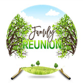 Aperturee - Aperturee Boho Trees Blue Sky Circle Family Reunion Backdrop