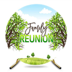 Aperturee - Aperturee Boho Trees Blue Sky Circle Family Reunion Backdrop