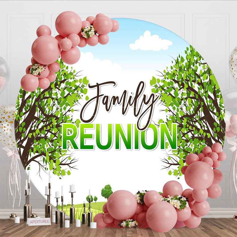 Aperturee - Aperturee Boho Trees Blue Sky Circle Family Reunion Backdrop