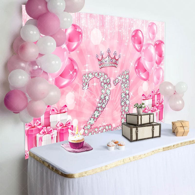 Aperturee - Aperturee Bokeh Balloon Gifts Crown 21st Birthday Backdrop