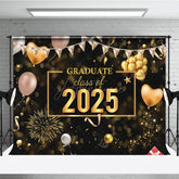 Aperturee - Aperturee Bokeh Black Gold Balloons Cheers Graduation Backdrop