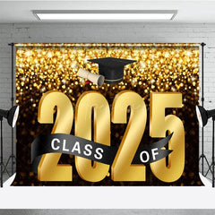 Aperturee - Aperturee Bokeh Black Gold Glitter Bachelor Cap Grad Backdrop