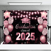 Aperturee - Aperturee Bokeh Black Pink Balloon Glitter Graduation Backdrop