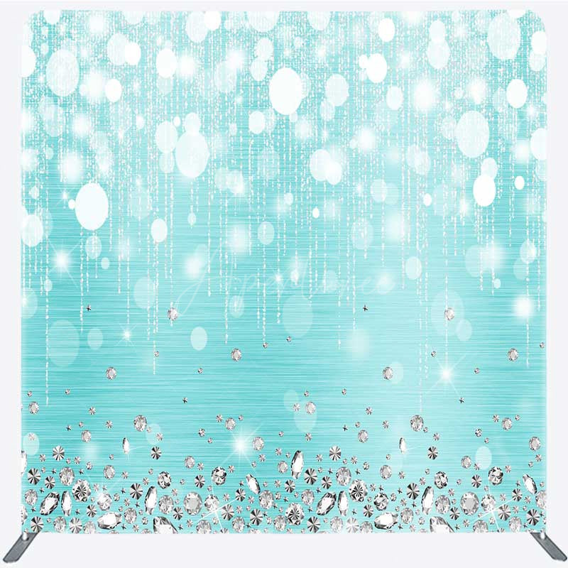 Aperturee - Aperturee Bokeh Blue Glitter Double-Sided Pillow Case Cover