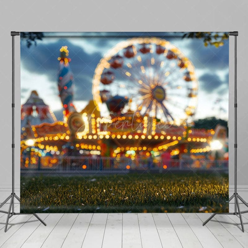 Aperturee - Aperturee Bokeh Carnival Light Amusement Park Photo Backdrop
