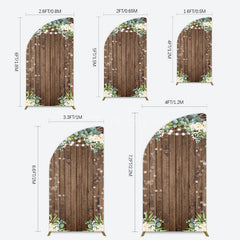 Aperturee - Aperturee Bokeh Greenery Light Floral Wood Grain Half Moon Arch Backdrop
