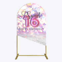 Aperturee - Aperturee Bokeh Light Sweet 16 Happy Birthday Arch Backdrop
