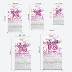 Aperturee - Aperturee Bokeh Light Sweet 16 Happy Birthday Arch Backdrop