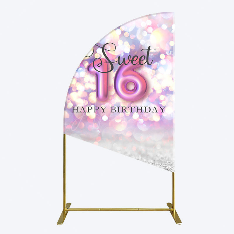 Aperturee - Aperturee Bokeh Light Sweet 16 Happy Birthday Half Moon Arch Backdrop
