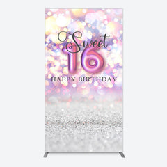 Aperturee - Aperturee Bokeh Light Sweet 16 Happy Birthday Rectangle Backdrop