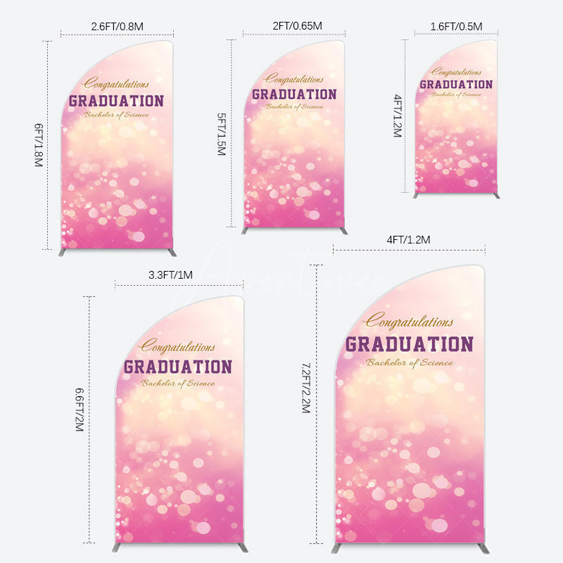 Aperturee - Aperturee Bokeh Pink Bachelor Of Science Grad Half Moon Arch Backdrop