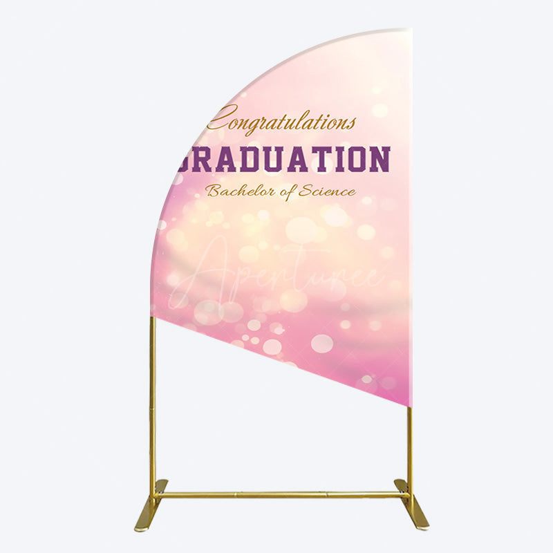 Aperturee - Aperturee Bokeh Pink Bachelor Of Science Grad Half Moon Arch Backdrop