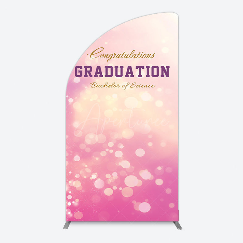 Aperturee - Aperturee Bokeh Pink Bachelor Of Science Grad Half Moon Arch Backdrop