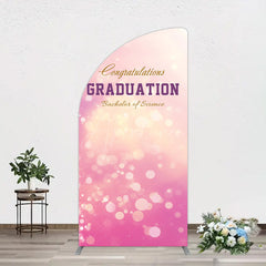 Aperturee - Aperturee Bokeh Pink Bachelor Of Science Grad Half Moon Arch Backdrop