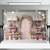 Aperturee - Aperturee Bokeh Pink Grey Flower Shop Photography Backdrop