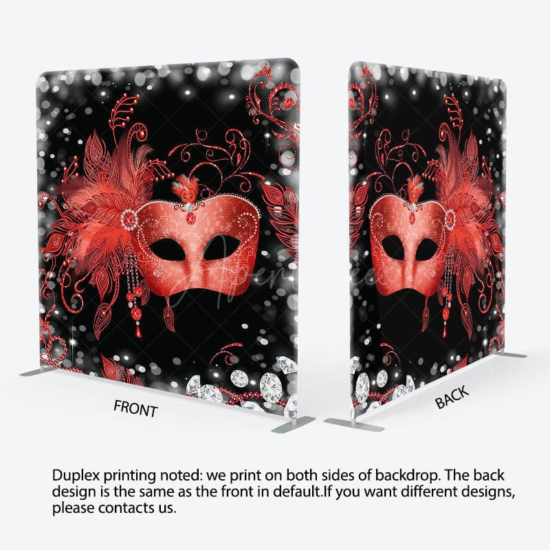 Aperturee - Aperturee Bokeh Red Mask Masquerade Party Pillow Cover Backdrop