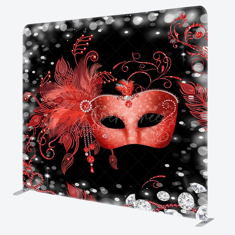 Aperturee - Aperturee Bokeh Red Mask Masquerade Party Pillow Cover Backdrop