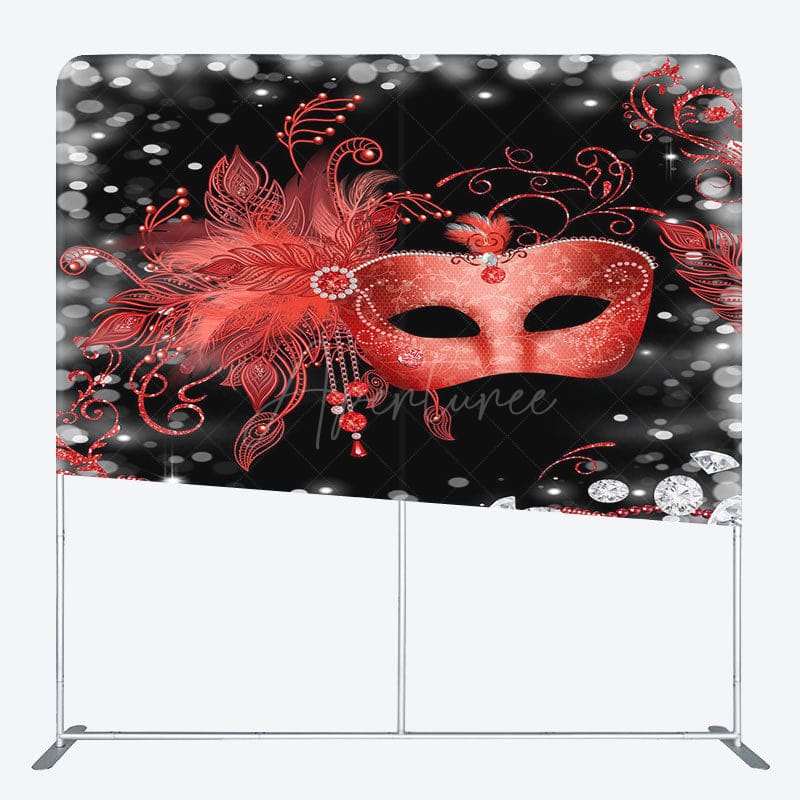 Aperturee - Aperturee Bokeh Red Mask Masquerade Party Pillow Cover Backdrop