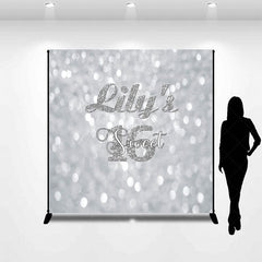 Aperturee - Aperturee Bokeh Silver Custom Name Sweet 16 Birthday Backdrop