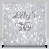 Aperturee - Aperturee Bokeh Silver Custom Name Sweet 16 Birthday Backdrop
