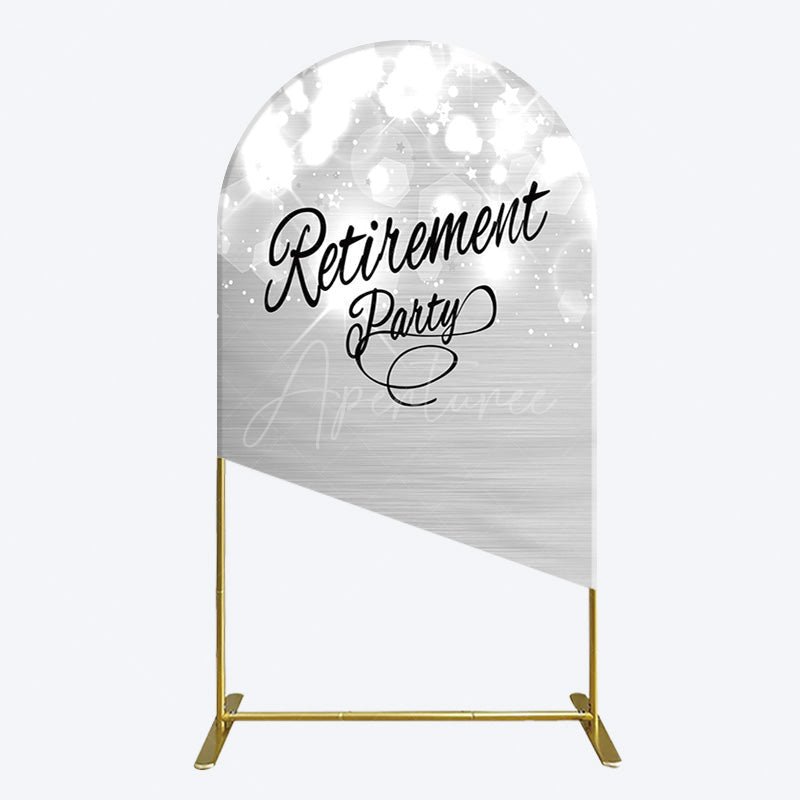 Aperturee - Aperturee Bokeh Silver Sparkle Retirement Party Arch Backdrop