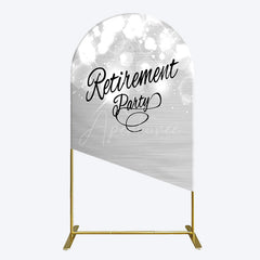 Aperturee - Aperturee Bokeh Silver Sparkle Retirement Party Arch Backdrop
