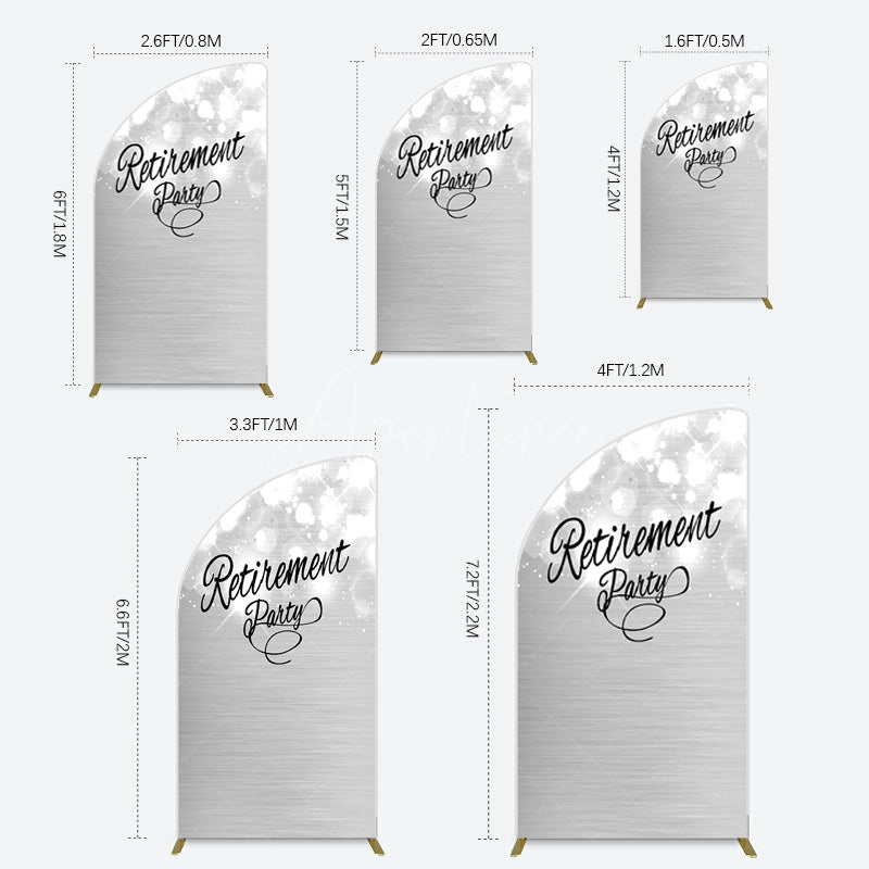 Aperturee - Aperturee Bokeh Silver Sparkle Retirement Party Half Moon Arch Backdrop