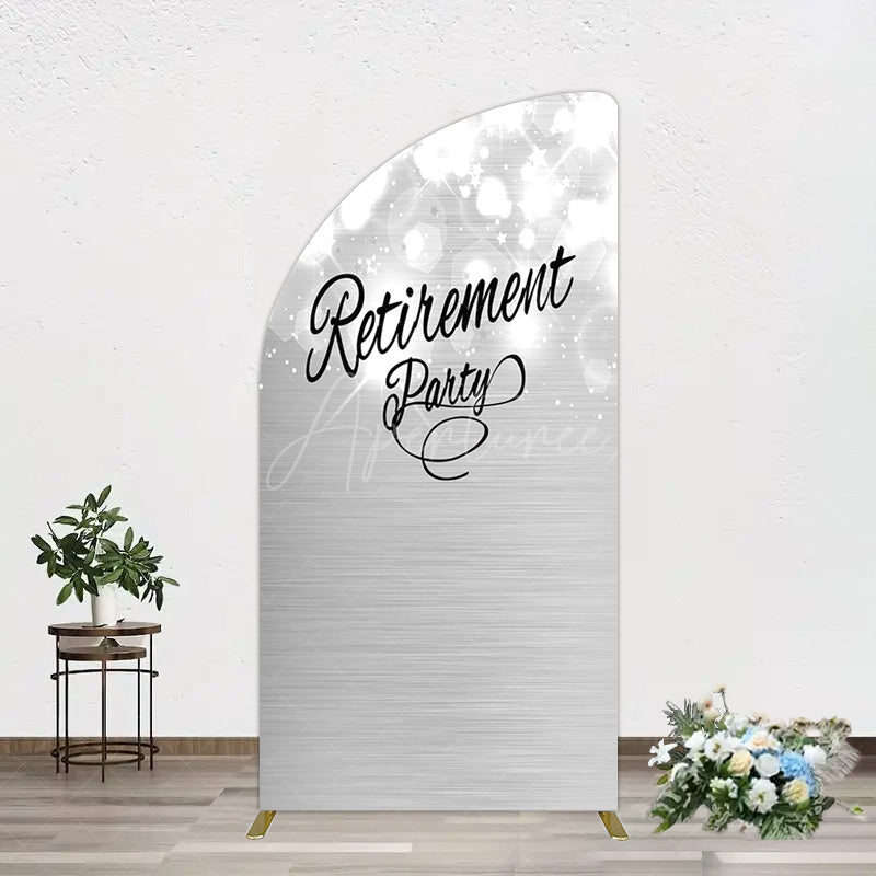 Aperturee - Aperturee Bokeh Silver Sparkle Retirement Party Half Moon Arch Backdrop