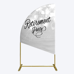 Aperturee - Aperturee Bokeh Silver Sparkle Retirement Party Half Moon Arch Backdrop