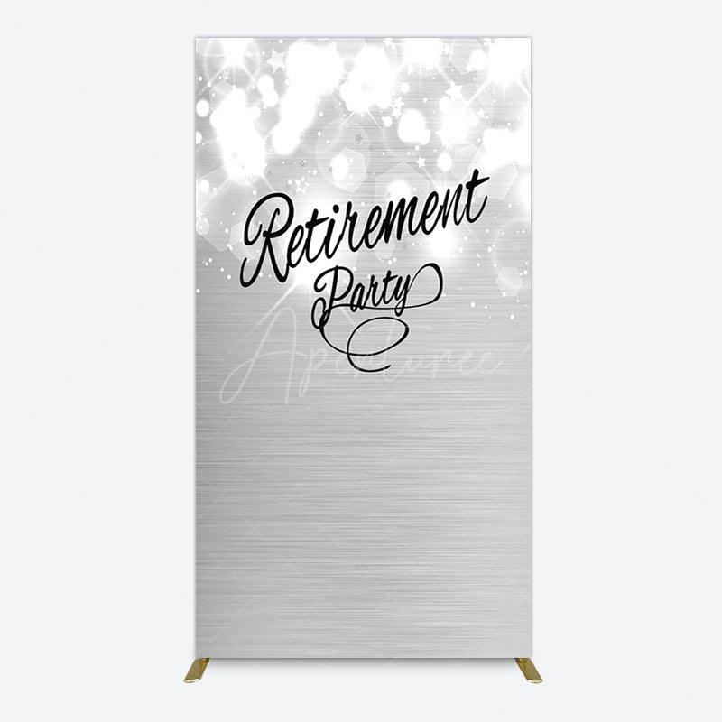 Aperturee - Aperturee Bokeh Silver Sparkle Retirement Party Rectangle Backdrop