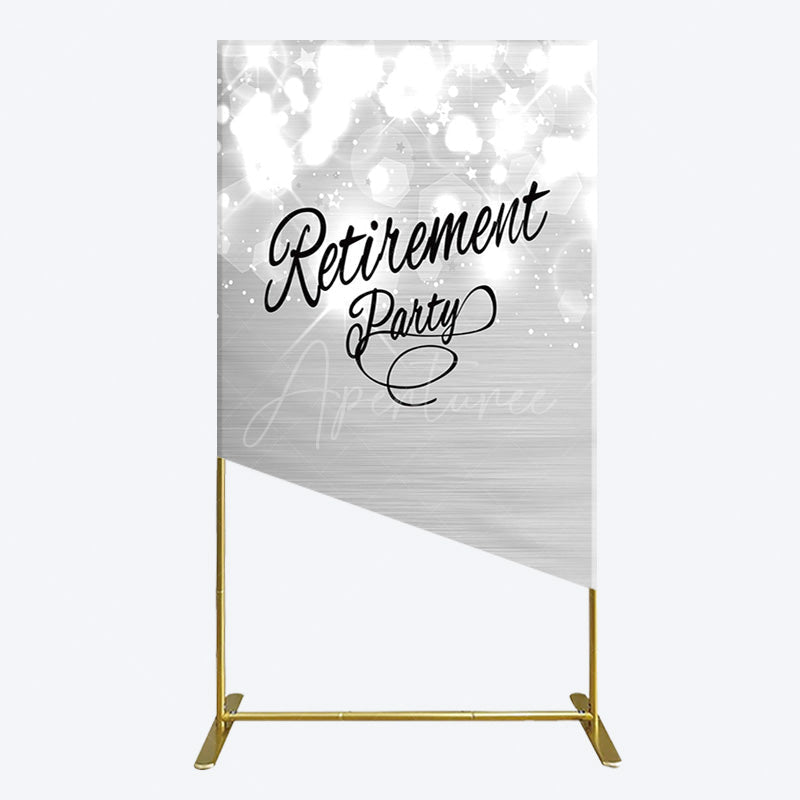 Aperturee - Aperturee Bokeh Silver Sparkle Retirement Party Rectangle Backdrop