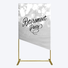 Aperturee - Aperturee Bokeh Silver Sparkle Retirement Party Rectangle Backdrop