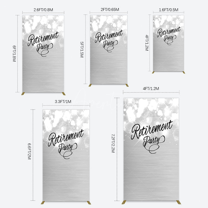 Aperturee - Aperturee Bokeh Silver Sparkle Retirement Party Rectangle Backdrop