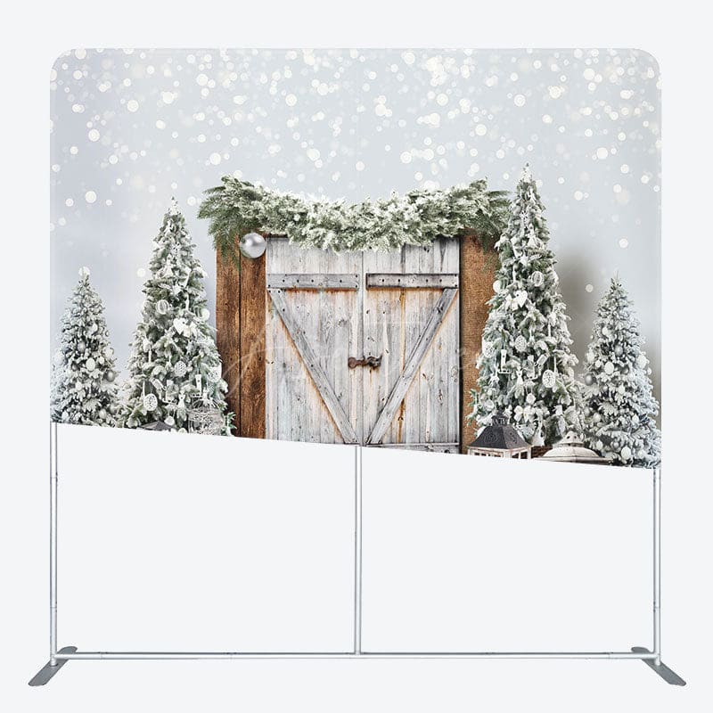 Aperturee - Aperturee Bokeh Snow Winter Wood Christmas Tension Fabric Backdrop