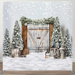 Aperturee - Aperturee Bokeh Snow Winter Wood Christmas Tension Fabric Backdrop
