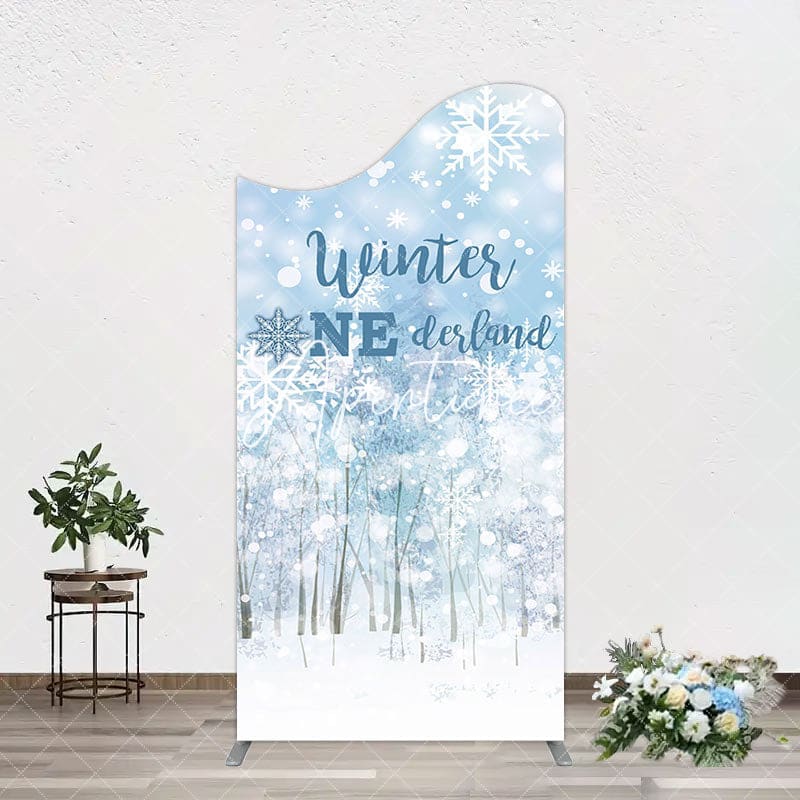 Aperturee - Aperturee Bokeh Snowy Forest Winter Onerderland Arch Backdrop