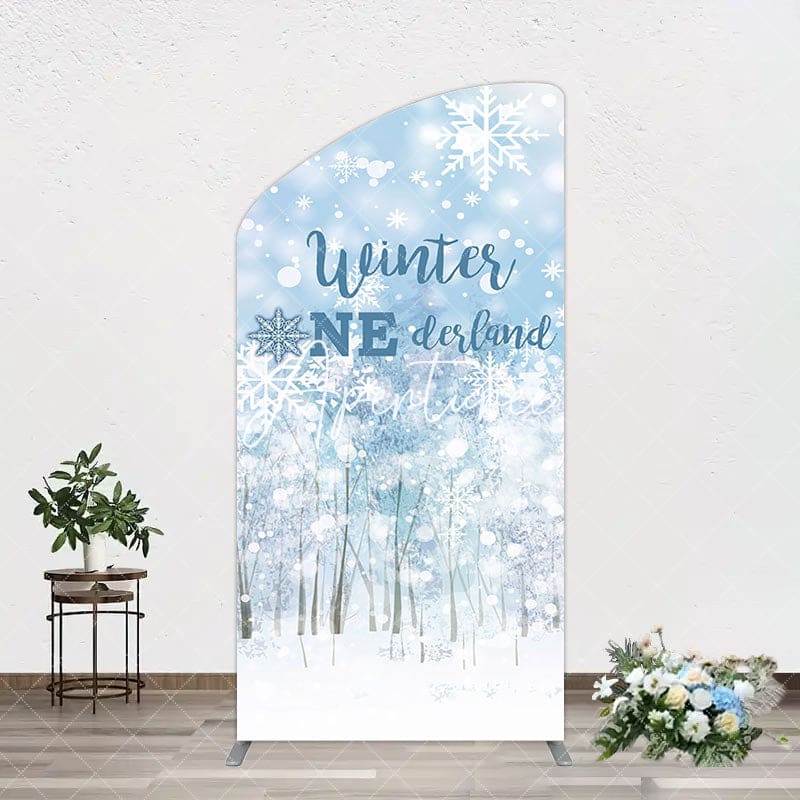 Aperturee - Aperturee Bokeh Snowy Forest Winter Onerderland Arch Backdrop