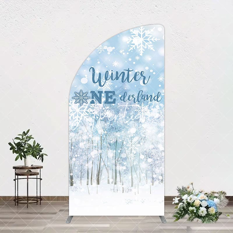 Aperturee - Aperturee Bokeh Snowy Forest Winter Onerderland Arch Backdrop