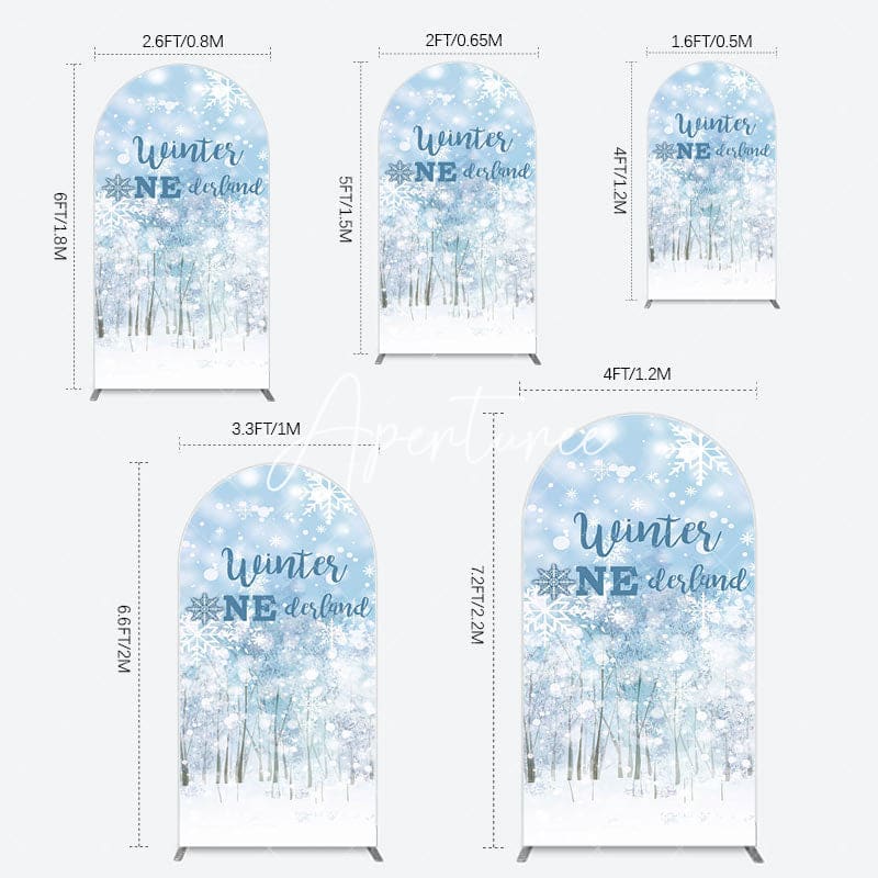 Aperturee - Aperturee Bokeh Snowy Forest Winter Onerderland Arch Backdrop