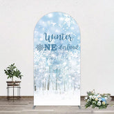 Aperturee - Aperturee Bokeh Snowy Forest Winter Onerderland Arch Backdrop