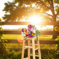 Aperturee - Aperturee Bokeh Summer Glow Fence Sunflower Photo Backdrop