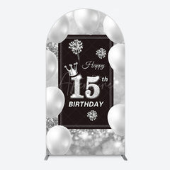 Aperturee - Aperturee Bokeh Sweet 15th Birthday Balloons Arch Backdrop