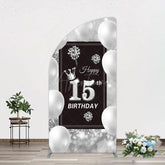 Aperturee - Aperturee Bokeh Sweet 15th Birthday Balloons Half Moon Arch Backdrop