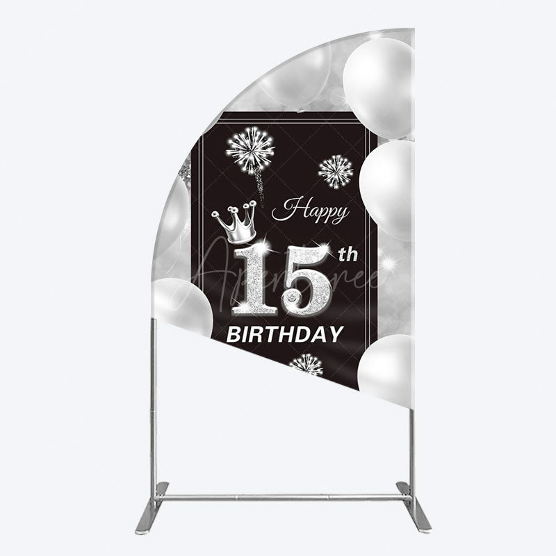Aperturee - Aperturee Bokeh Sweet 15th Birthday Balloons Half Moon Arch Backdrop