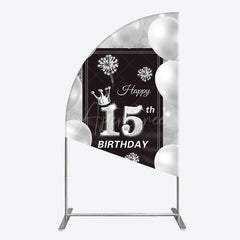 Aperturee - Aperturee Bokeh Sweet 15th Birthday Balloons Half Moon Arch Backdrop