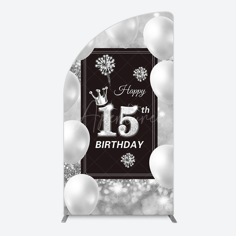 Aperturee - Aperturee Bokeh Sweet 15th Birthday Balloons Half Moon Arch Backdrop