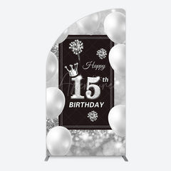 Aperturee - Aperturee Bokeh Sweet 15th Birthday Balloons Half Moon Arch Backdrop