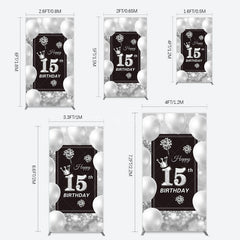 Aperturee - Aperturee Bokeh Sweet 15th Birthday Balloons Rectangle Backdrop