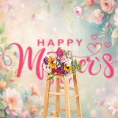 Aperturee - Aperturee Bokeh Warm Floral Pink Happy Mothers Day Backdrop