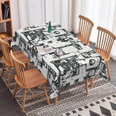 Aperturee - Aperturee Bold Headline Newspaper Rectangle Tablecloth Black and White Press Print Retro Media Kitchen Dining Decor